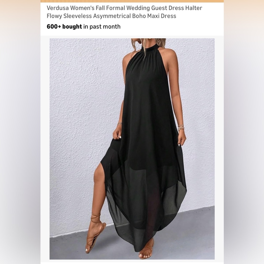 Verdusa Black High Low Halter Maxi Dress Sheer